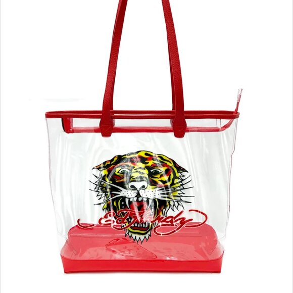 ED HARDY RED TIGER CLEAR TOTE NEW - Picture 1 of 2